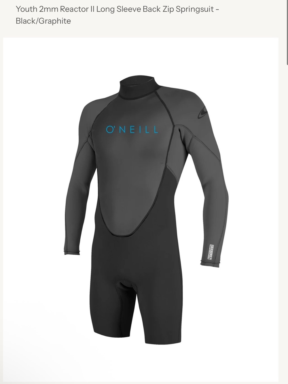 O'Neill Youth 2mm Reactor II Long Sleeve Back Zip Springsuit